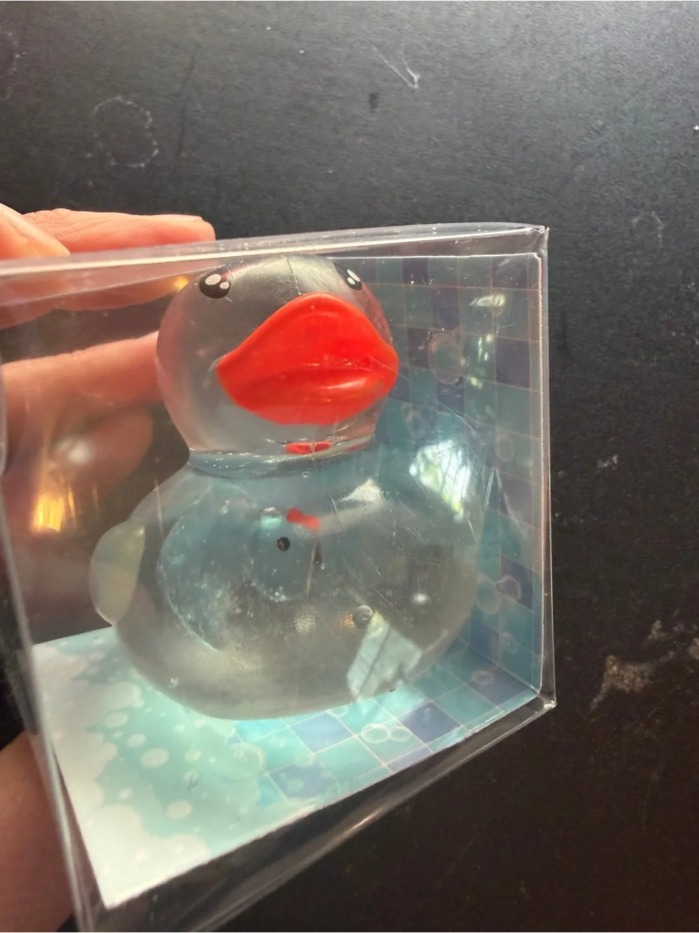 New Squishy Duck Jellygems Blue Squeeze Toy 3+ Sensory Fidget Jelly Beads Inside